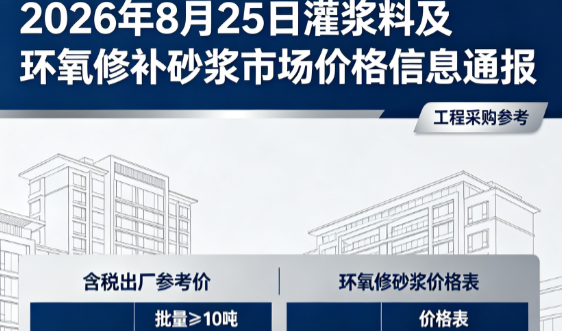 武宣2026年8月25日灌浆料及环氧修补砂浆市场价格信息通报